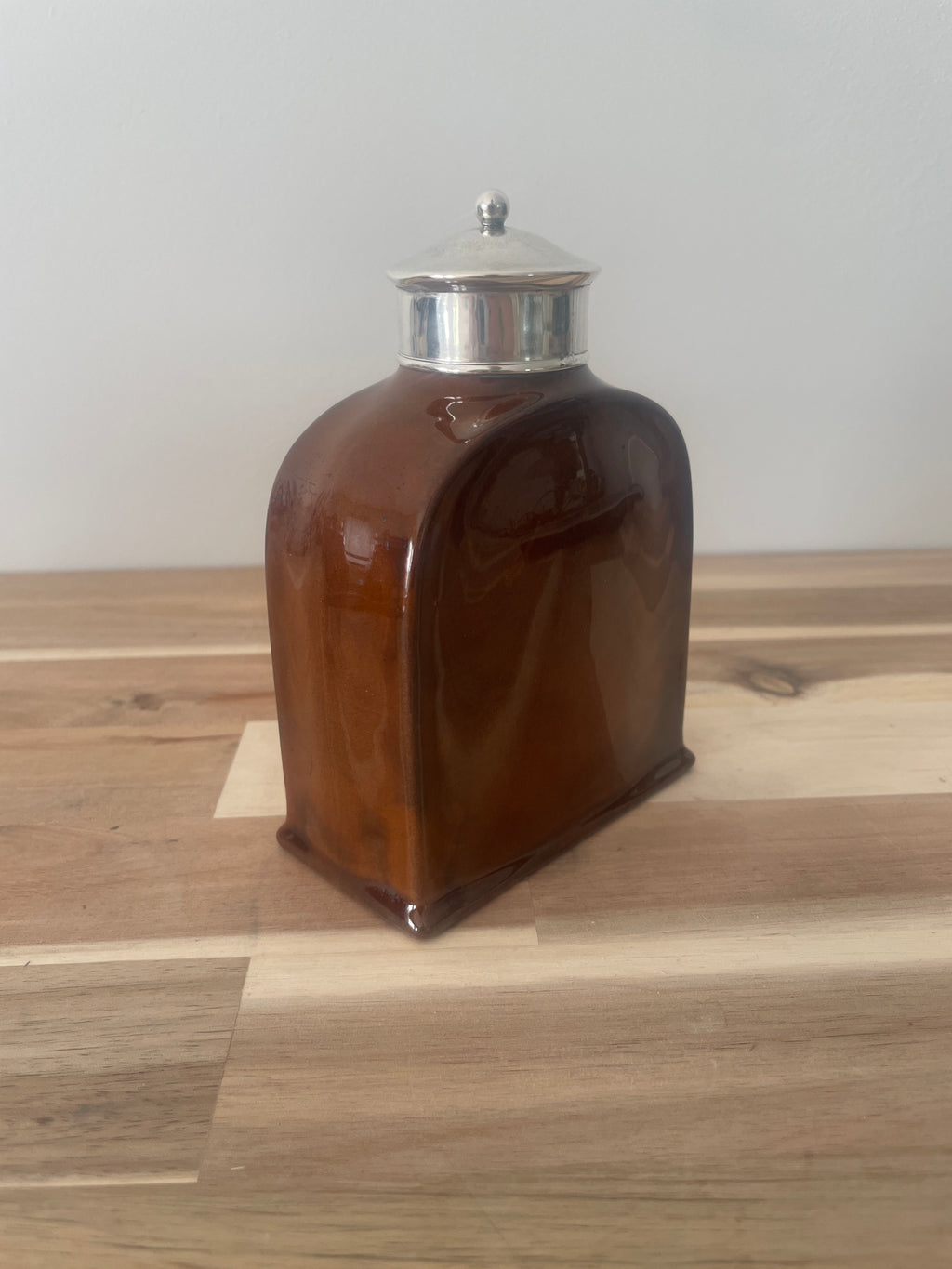 Royal Doulton Kingsware Tea Caddy with Silver Lid