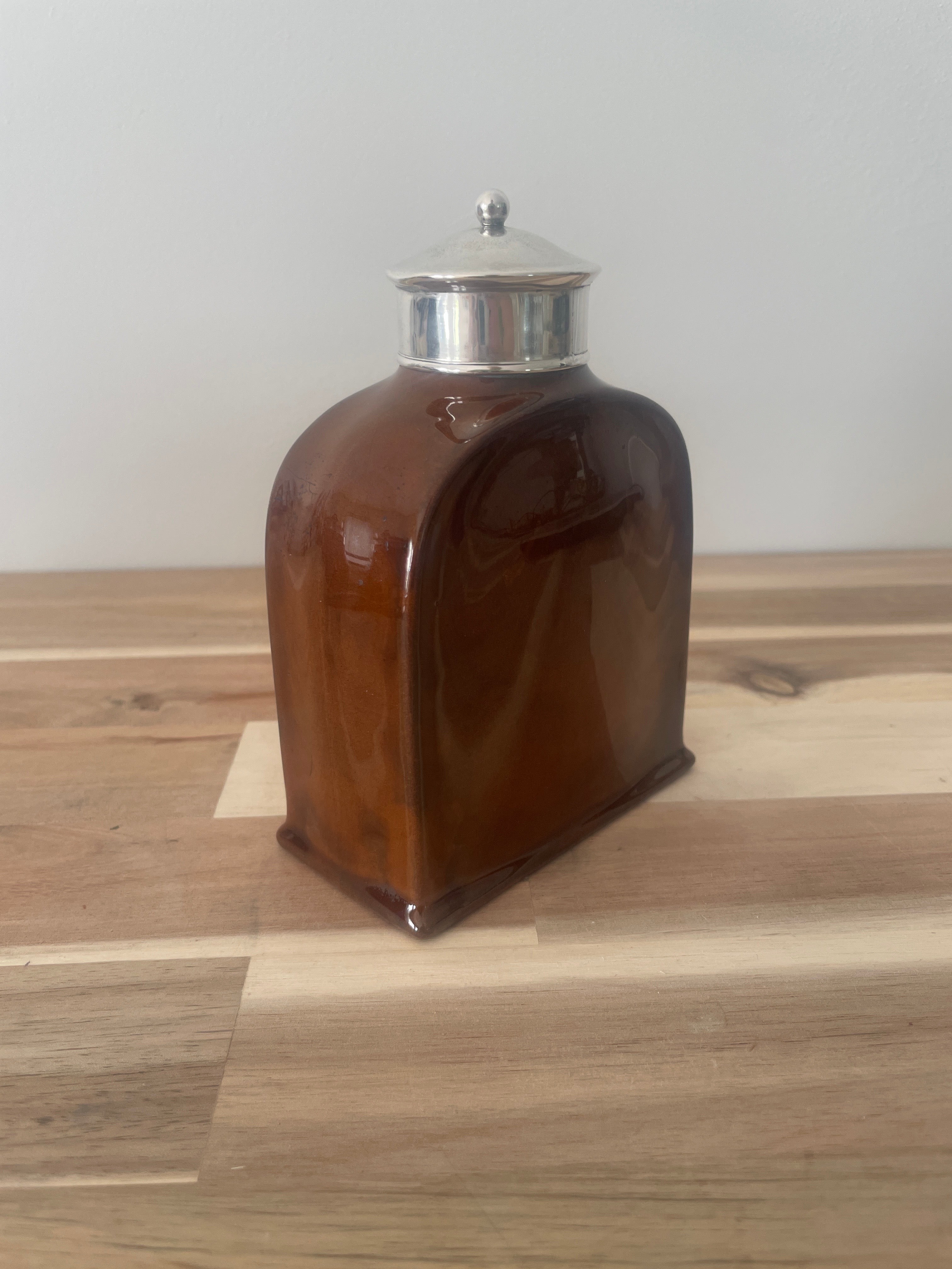 Royal Doulton Kingsware Tea Caddy with Silver Lid