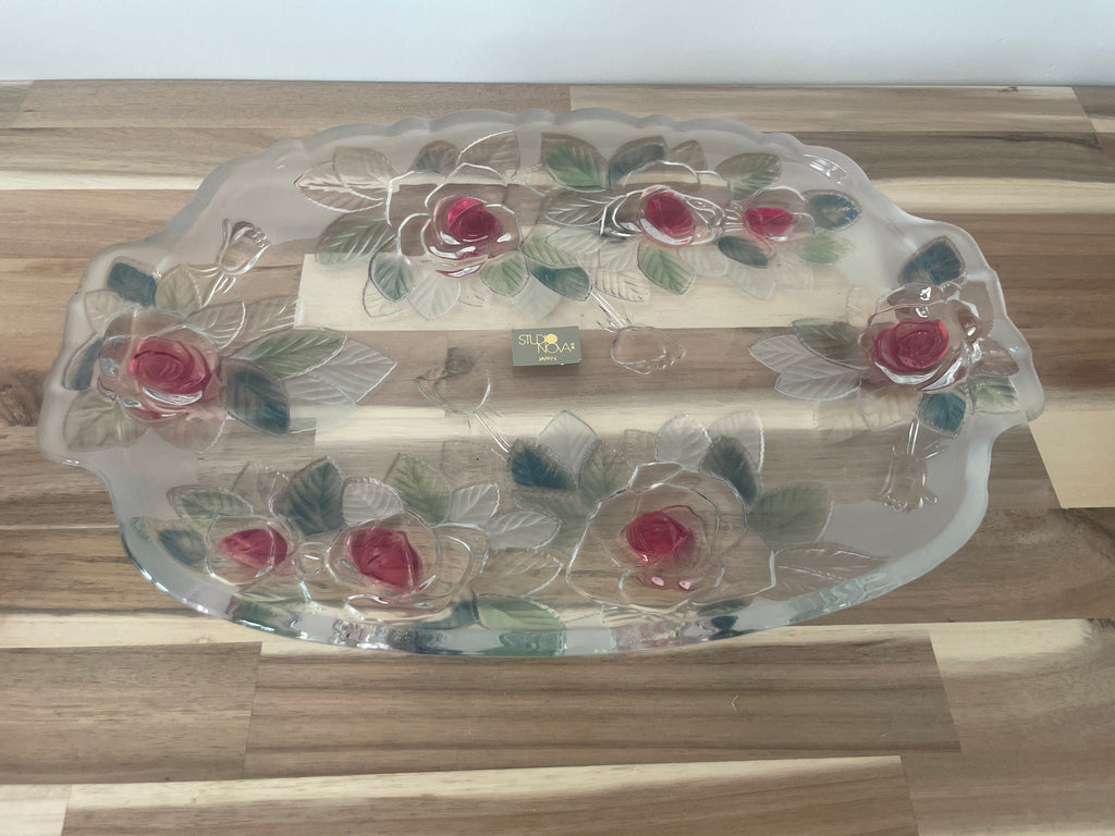 Japanese Glass Tray & Bohemian Vase Bundle