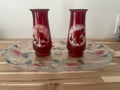 Japanese Glass Tray & Bohemian Vase Bundle