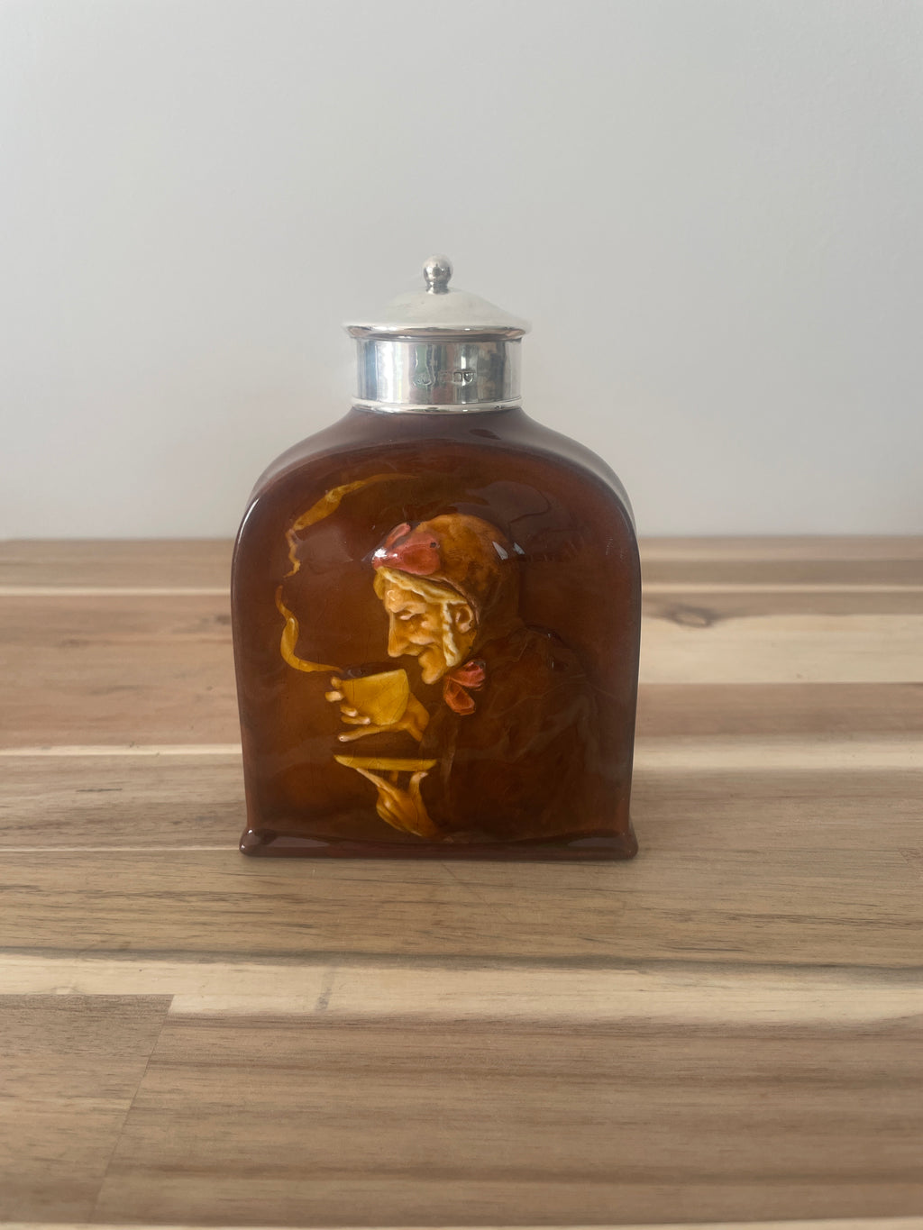Royal Doulton Kingsware Tea Caddy with Silver Lid