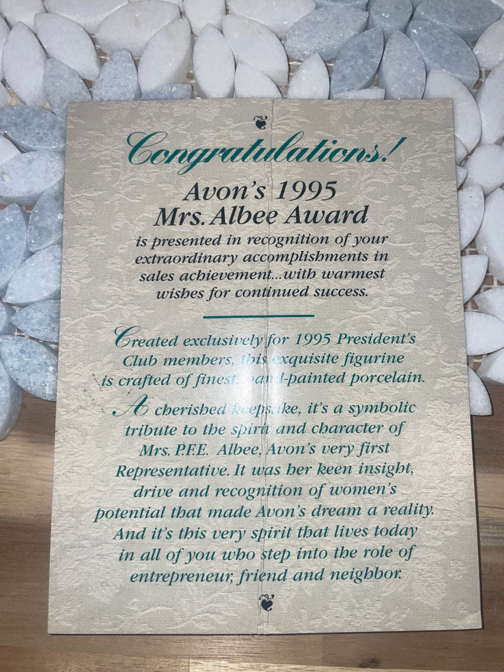 Avon Mrs. Albee Award - 1995
