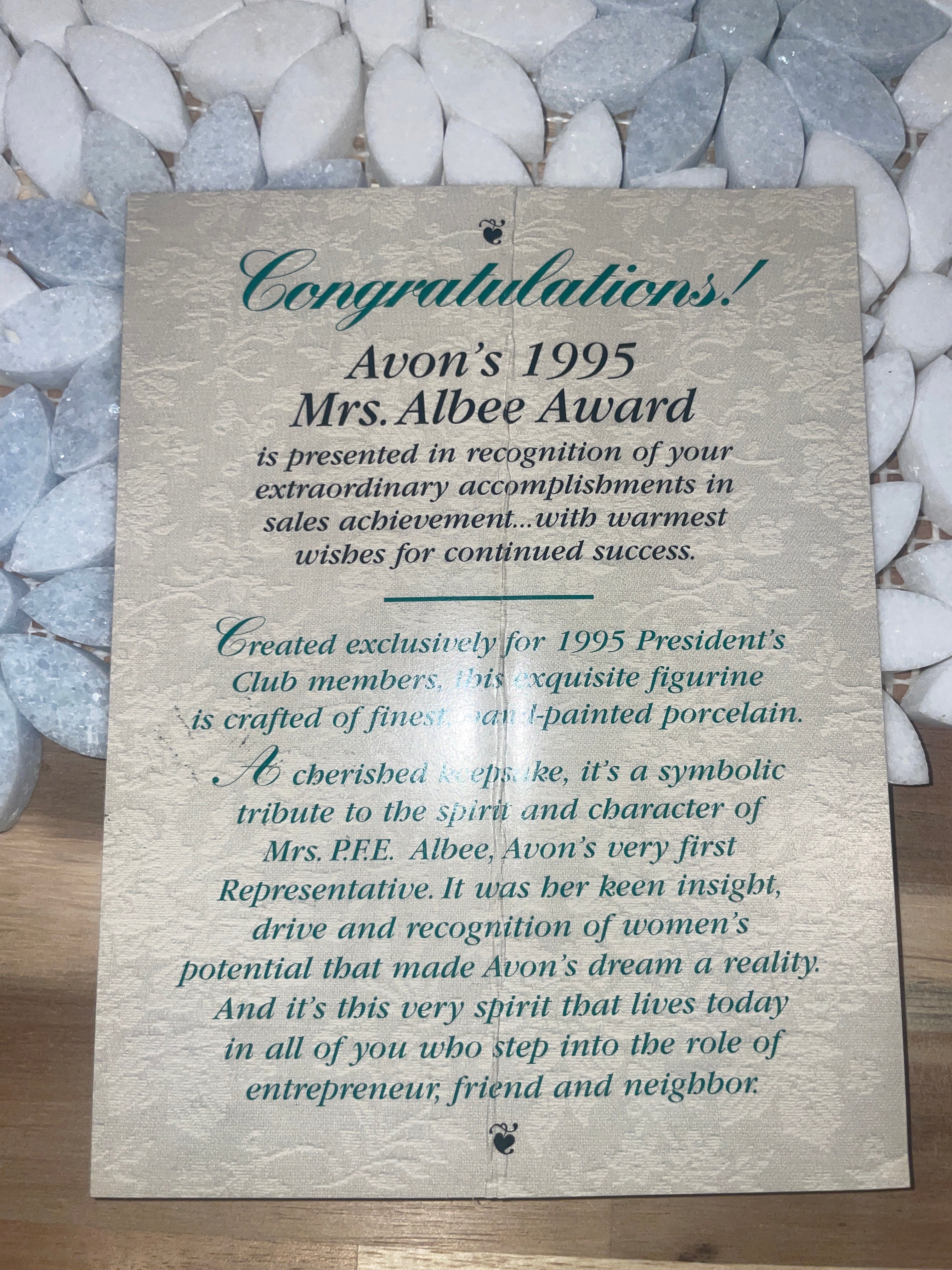 Avon Mrs. Albee Award - 1995