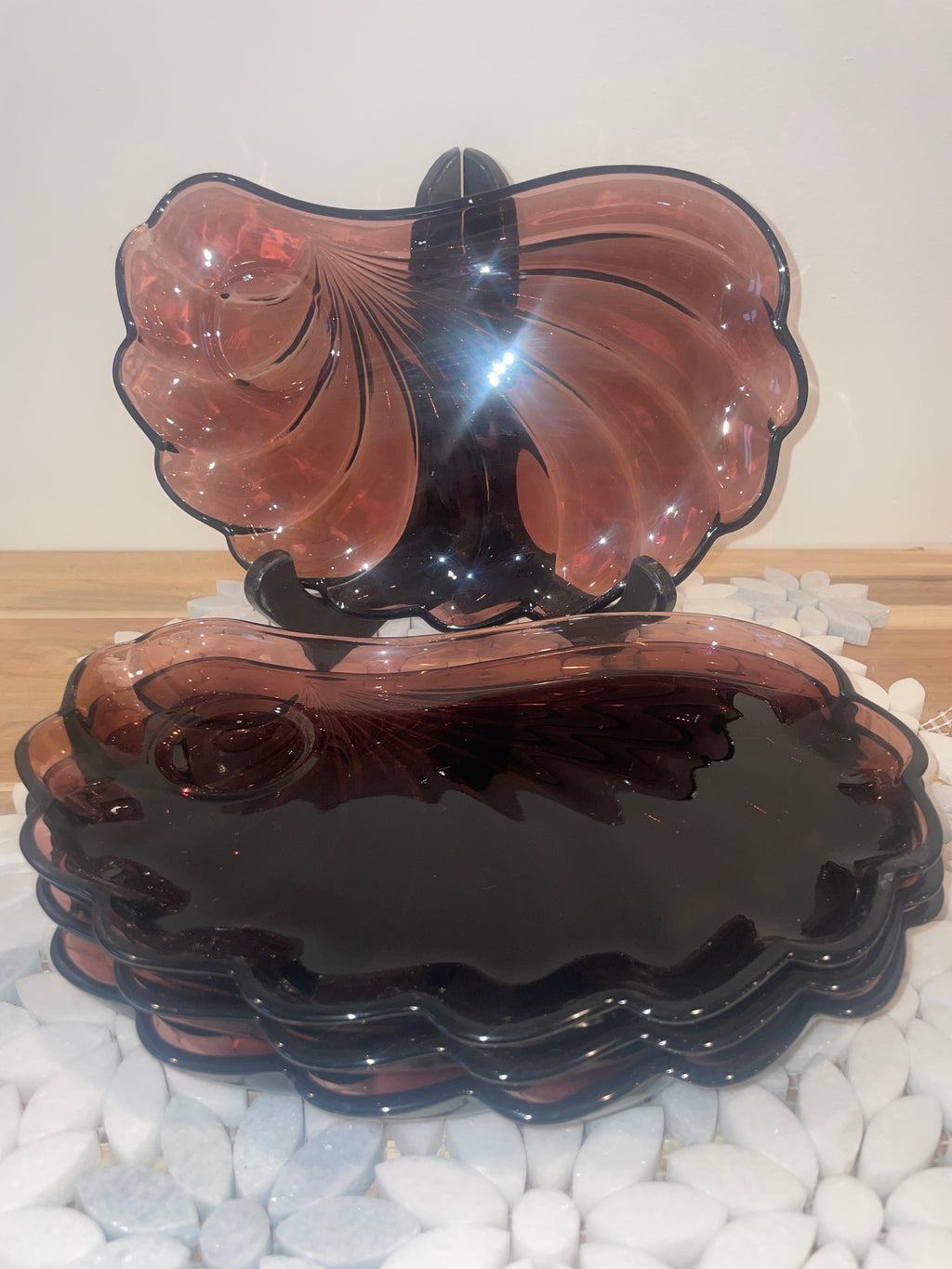 Glass Shell Shaped Plate Set